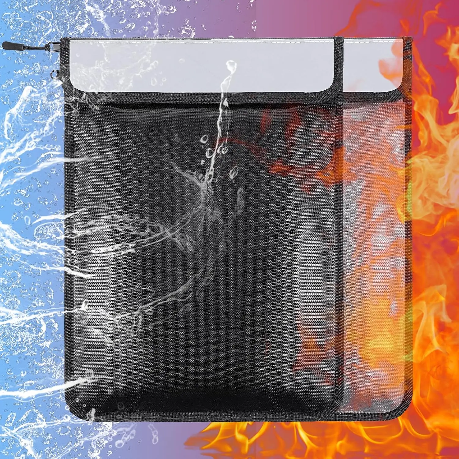 2 count 5200°F Upgraded Fireproof Document Bag, Fire and Water Resistant Bag with Zipper for Documents, 15 x 11 Inch  Fireproof  Bags for Important Documents Storage Organizer(Black&Gray)