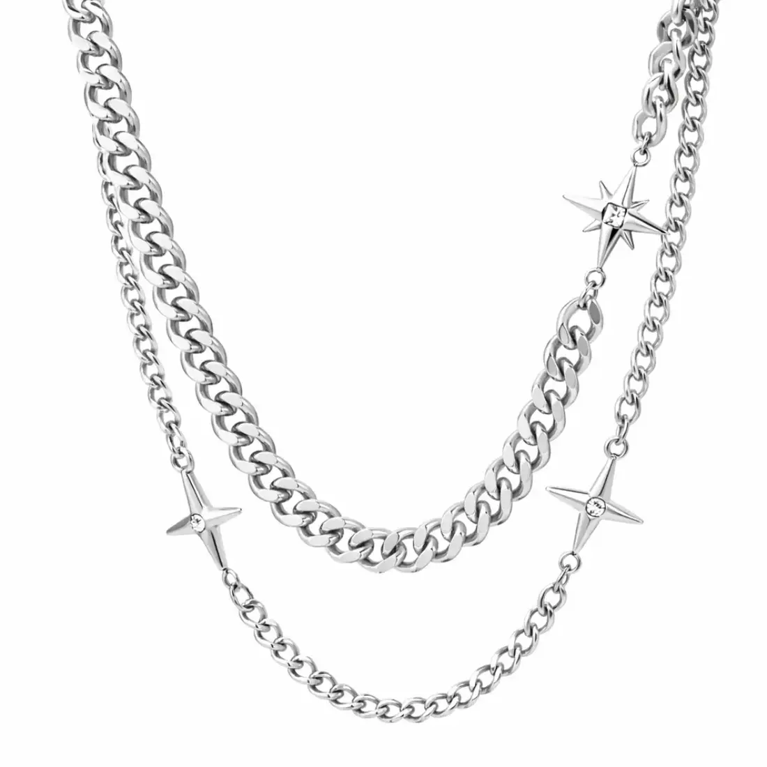 Star Necklace for Women, Layered Double Star Pendant with Stainless Steel Chain, Adjustable Dainty Celestial Necklace, Y2K Trendy Fashion Jewelry for Everyday Wear, Date Night & Parties