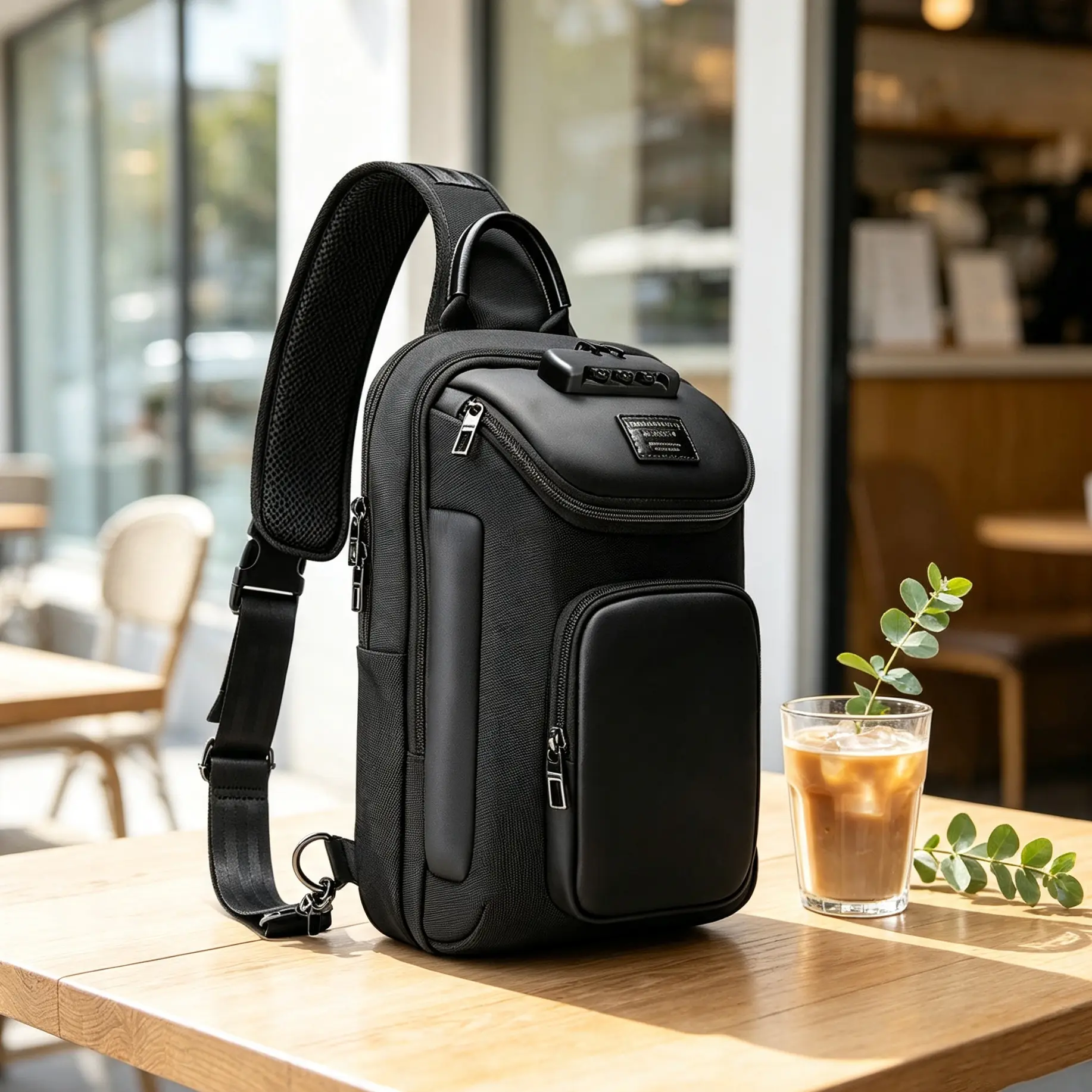 Urban Explorer Backpack - Sleek Black Design with Multiple Pockets and Adjustable Straps for Everyday Use