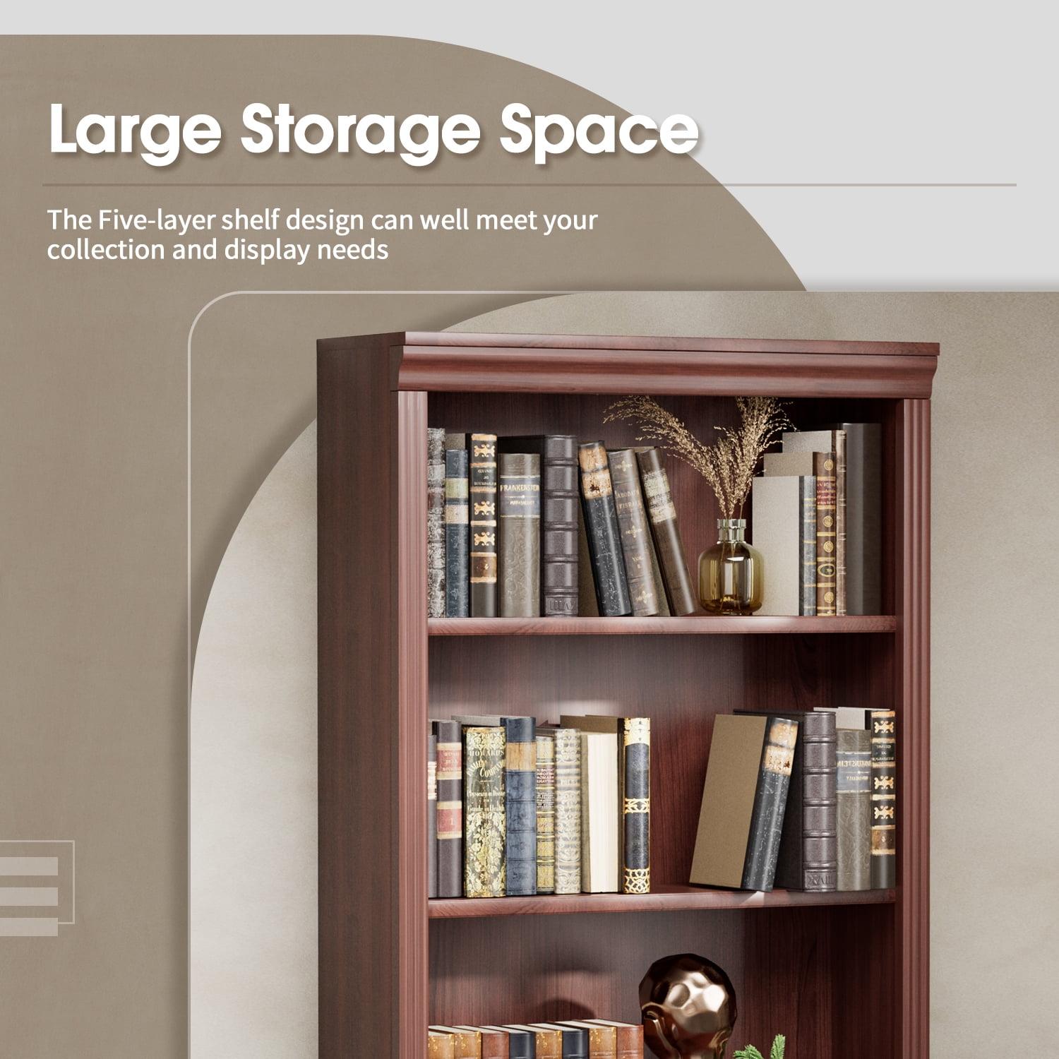 FURMAX 5-Shelf Standard Wooden Corner Bookcase for Office,Living Room,Bedroom