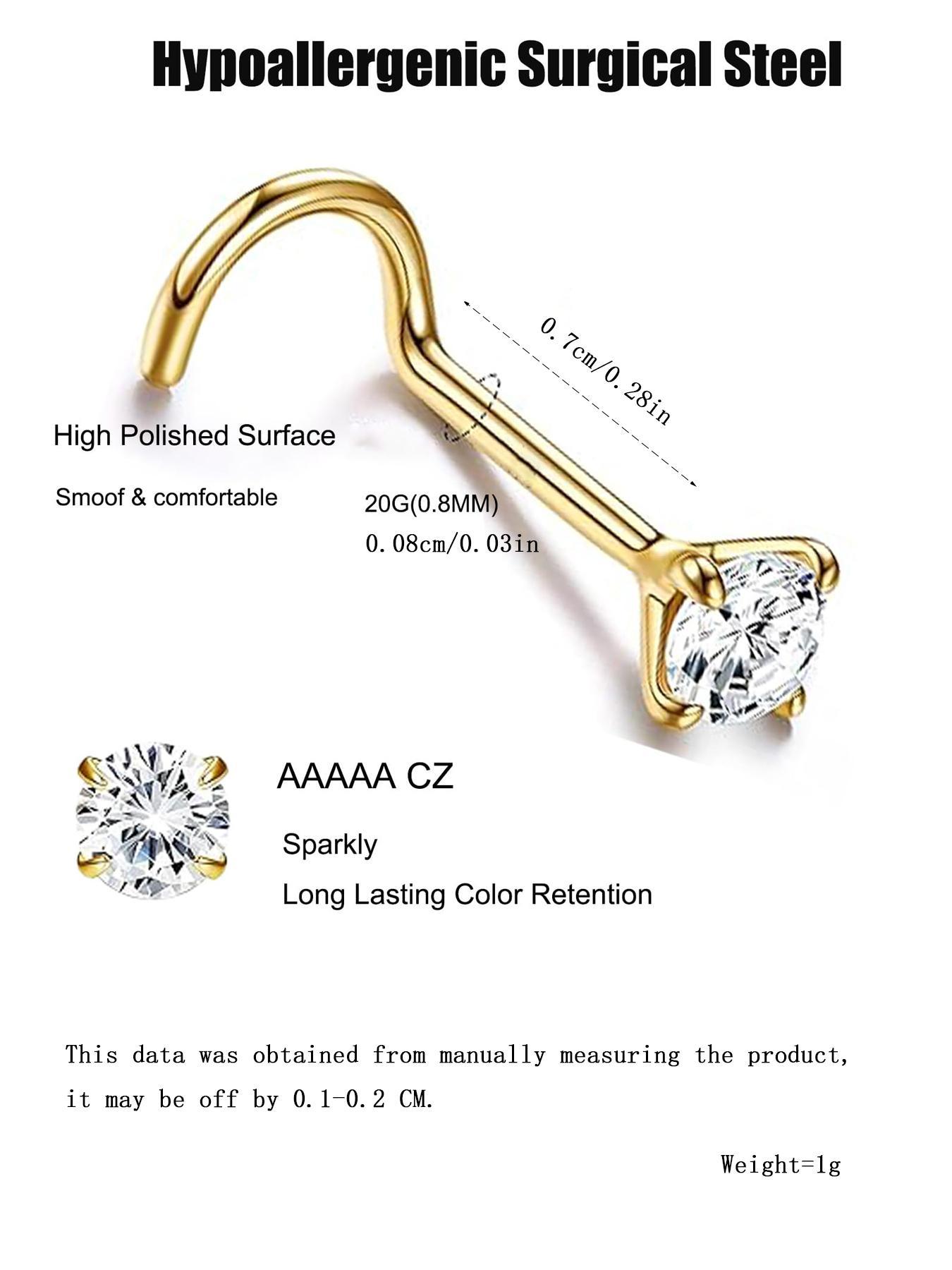 Minimalist Nose Ring, Spiral Nose Ring, Stainless Steel Nose Studs, Hypoallergenic Corkscrew Nose Piercing Stud Jewelry for Women Men, Body Jewelry for Daily