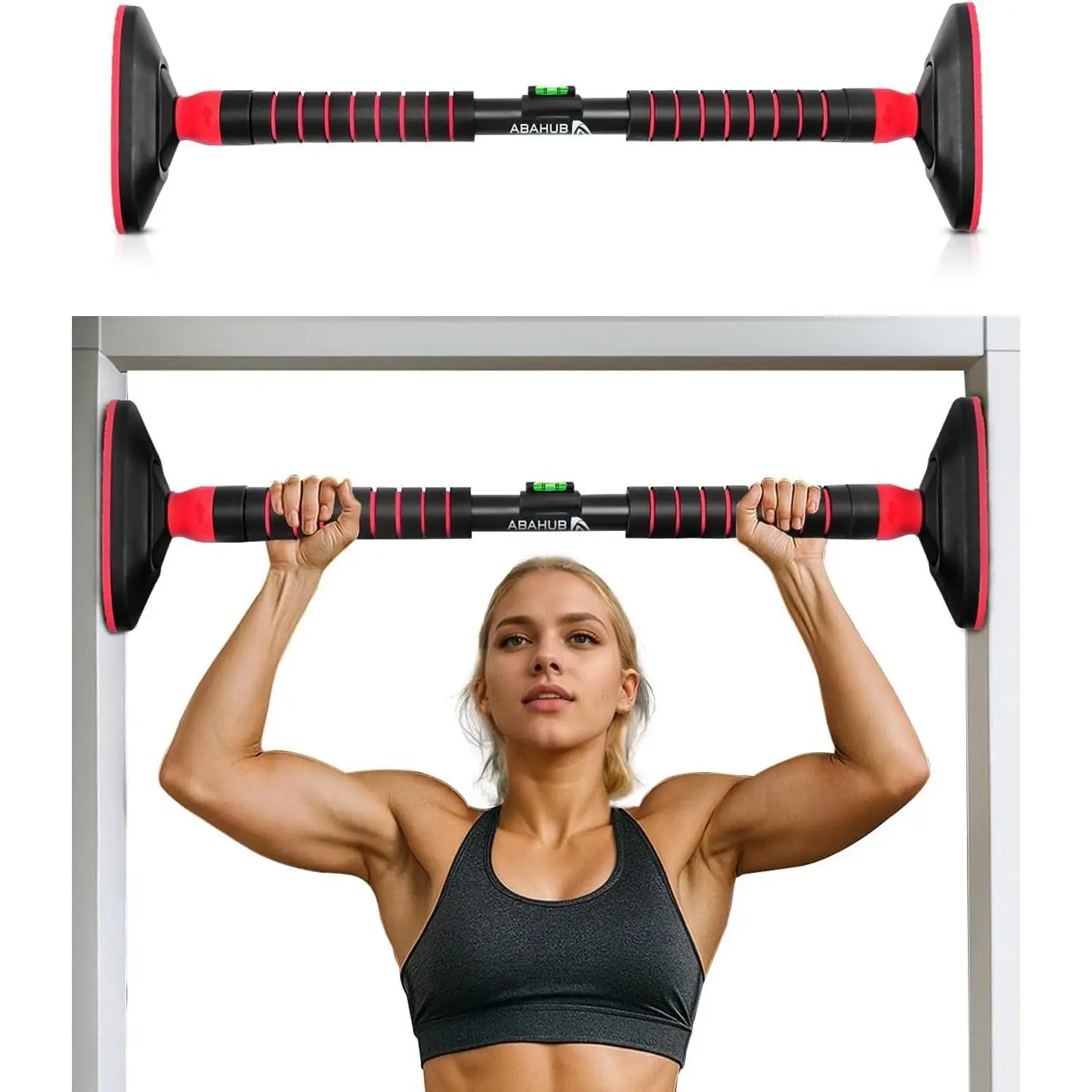 Abahub Doorway Pull-Up Bar with Safety Lock, Home Use Heavy-Duty Door Frame Pull-Up Bar for Upper Body Workout, Adjustable Strength Training Horizontal Bar Supporting Up to 265 LBS