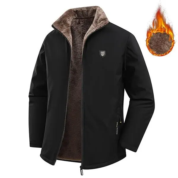 Men's Winter Fleece Lined Warm Jacket – Features Logo Details, Stylish & Versatile for Outdoor Activities & Everyday Wear