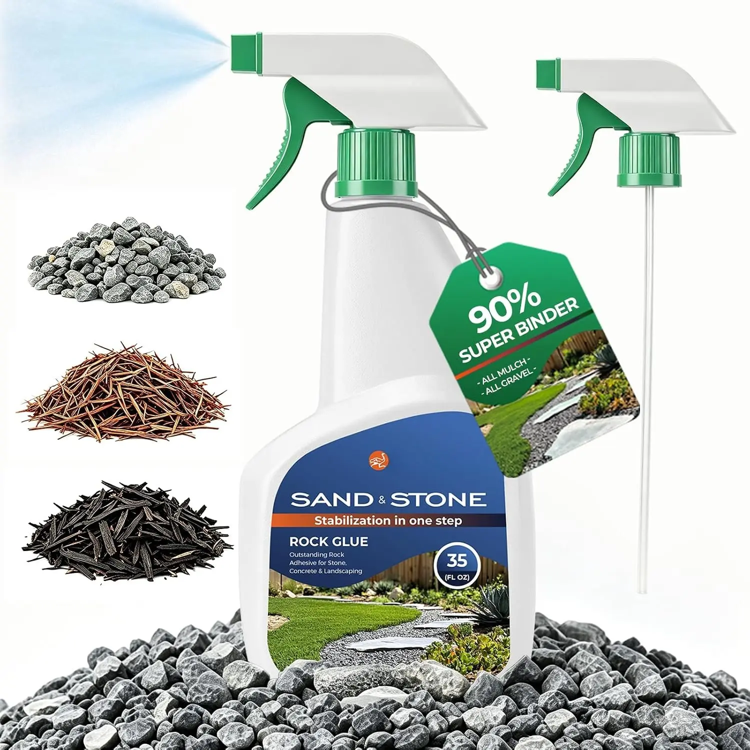 Rock Glue , 35oz -to-Use Mulch and Rock Glue for Landscaping | Weather-Pets Safe  Landscape  Hold Mulch Glue for Pea Gravel,,Rocks,Stones for Outdoor Gardens