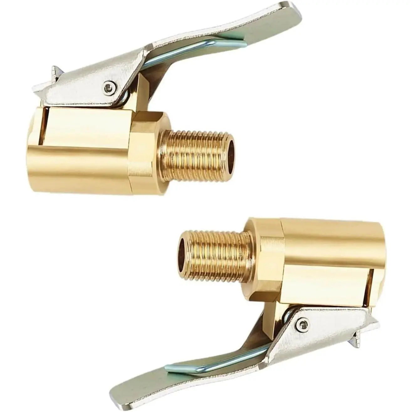 Universal Brass Tire Air Chuck with Clip Adapter, No Leakage Locking Tire Inflator Nozzle for Vehicle Compressor Pump, Durable 250PSI Quick Connect Accessories Tool
