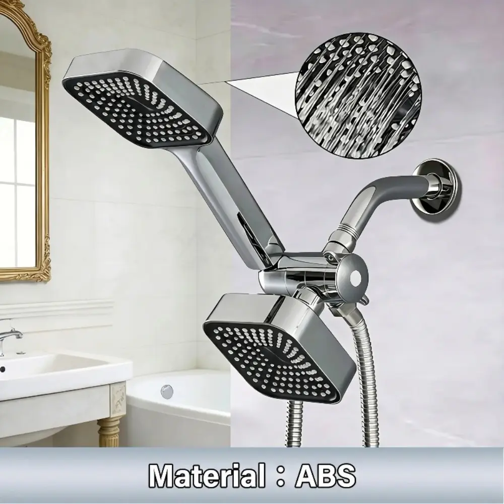 Two-in-One Shower Head Set: Premium High-Flow Overhead and Handheld Shower with Long Hose, 3-Way Water Diverter for Bathroom