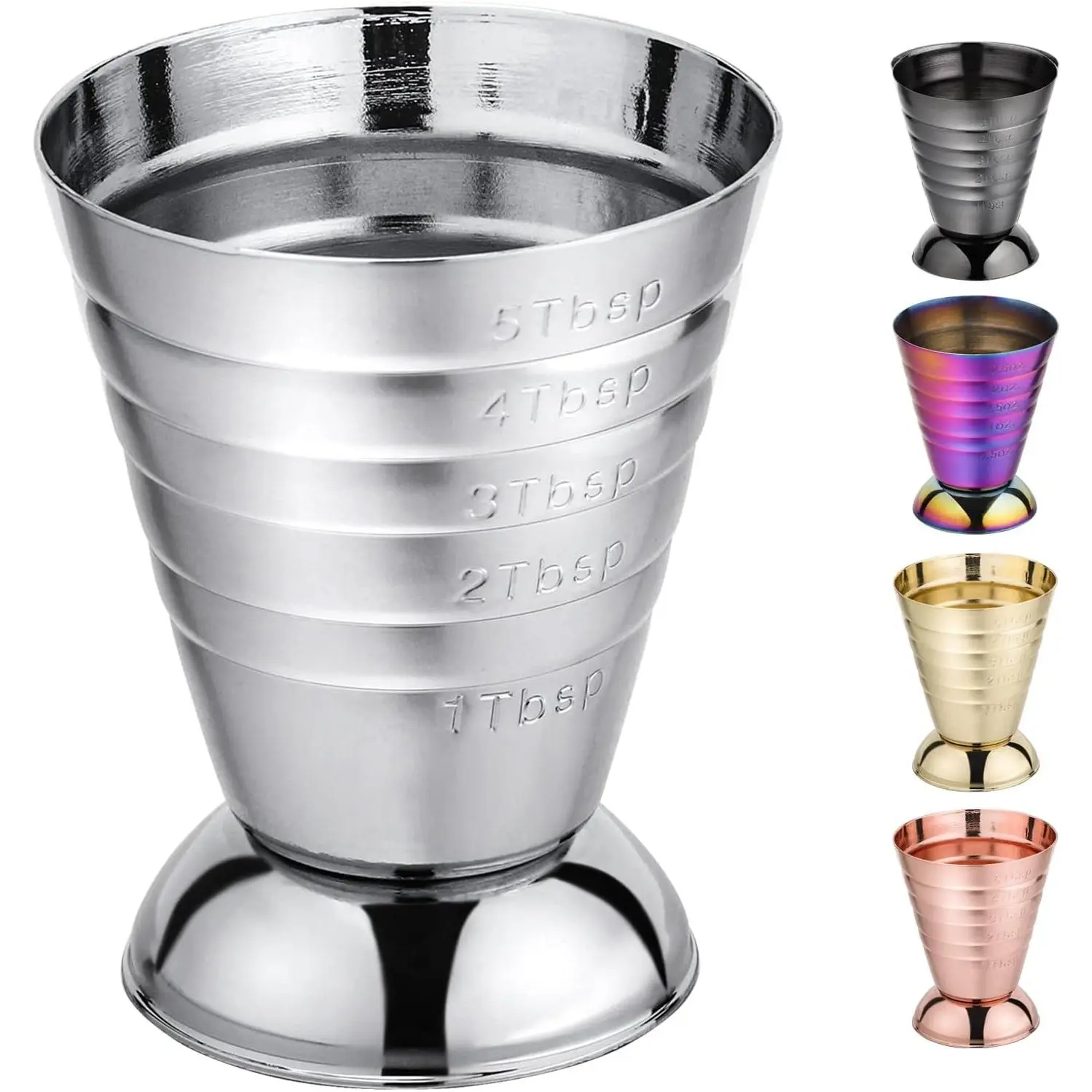 2.5oz/5Tbsp/75ml Measuring Cup & Standard Cocktail Jigger, Professional Bartender Kitchen Bar Tools