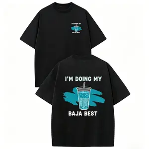 Unisex Doing My Best Drink Graphic Tee, Casual Daily Positive Quote Holiday Gift Top,Positive Aesthetic,Everyday Streetwear Retro Vintage Y2k,Gift Unisex T-shirt For Man And Woman Graphic Casual Short Sleeve Crew Nec