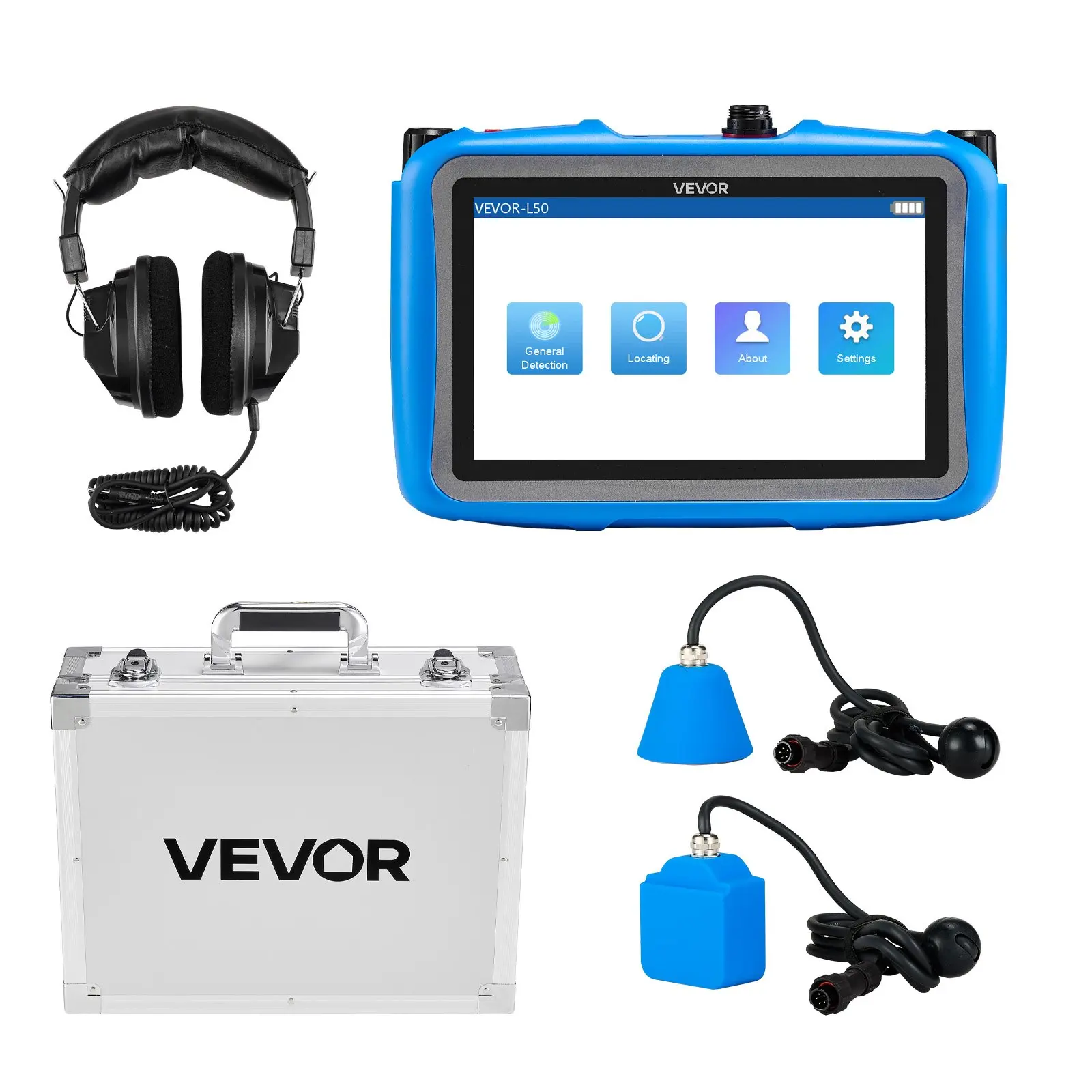 VEVOR Plumbing Pipe Water Leak Detector, Home Use Tool with 7" Screen, 1Hz-10000Hz Frequency Range, Dual Sensors, Headphones, 8GB SD Card & Carry Case for Indoor Plumbing Pipes Locating