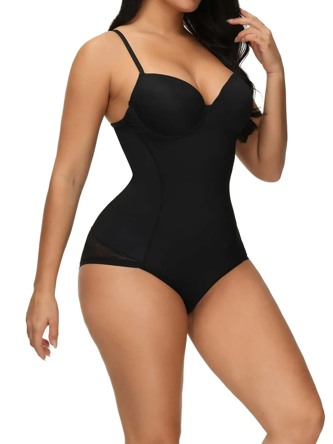 Women’s Shapewear Bodysuit with Bra Cups, Faja Perfect Shaper, Adjustable Strap Tummy Control Body Shaper, Smooth Compression One Piece Waist Slimming Romper, Butt Lifting Sculpting Underwear for Daily Wear, Hip Enhancer Shapewear