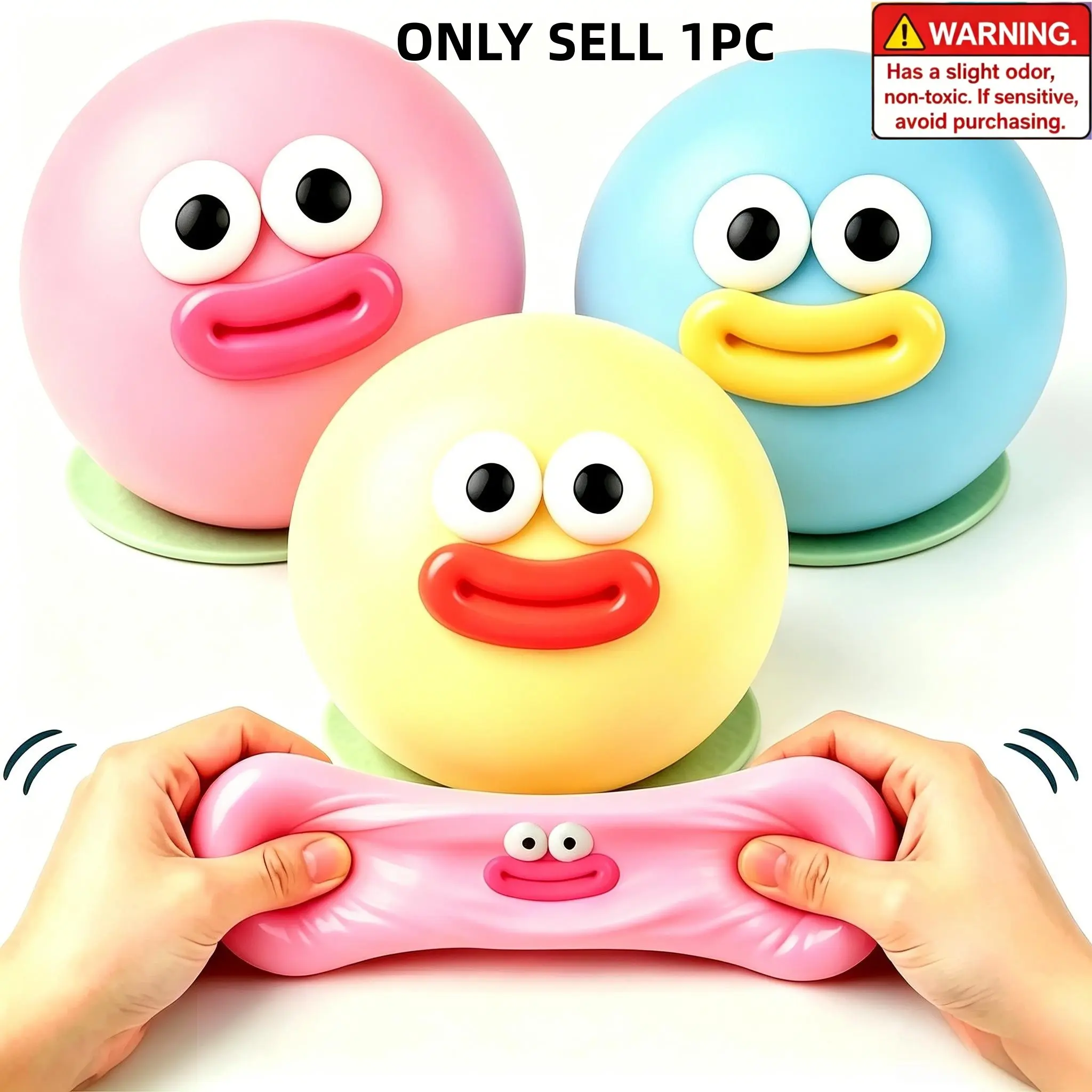 DIY TPR Slow Rebound Squishy Ball Toy, Fidget Stress Balls, Random Eyes & Mouth Colors, Multi-Change Expressions Stress Relief Finger Toy, Shareable Holiday Gift for Easter Halloween Thanksgiving Christmas