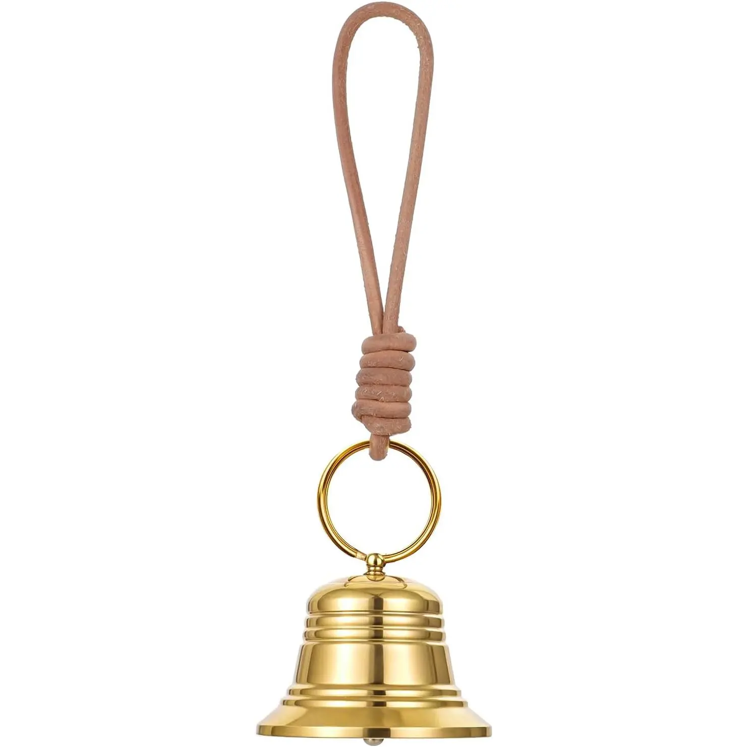 Vintage Gold Small Brass Hanging Bell for Door Knob Shopkeepers Bell on Rope for Home Garden Shop Decoration