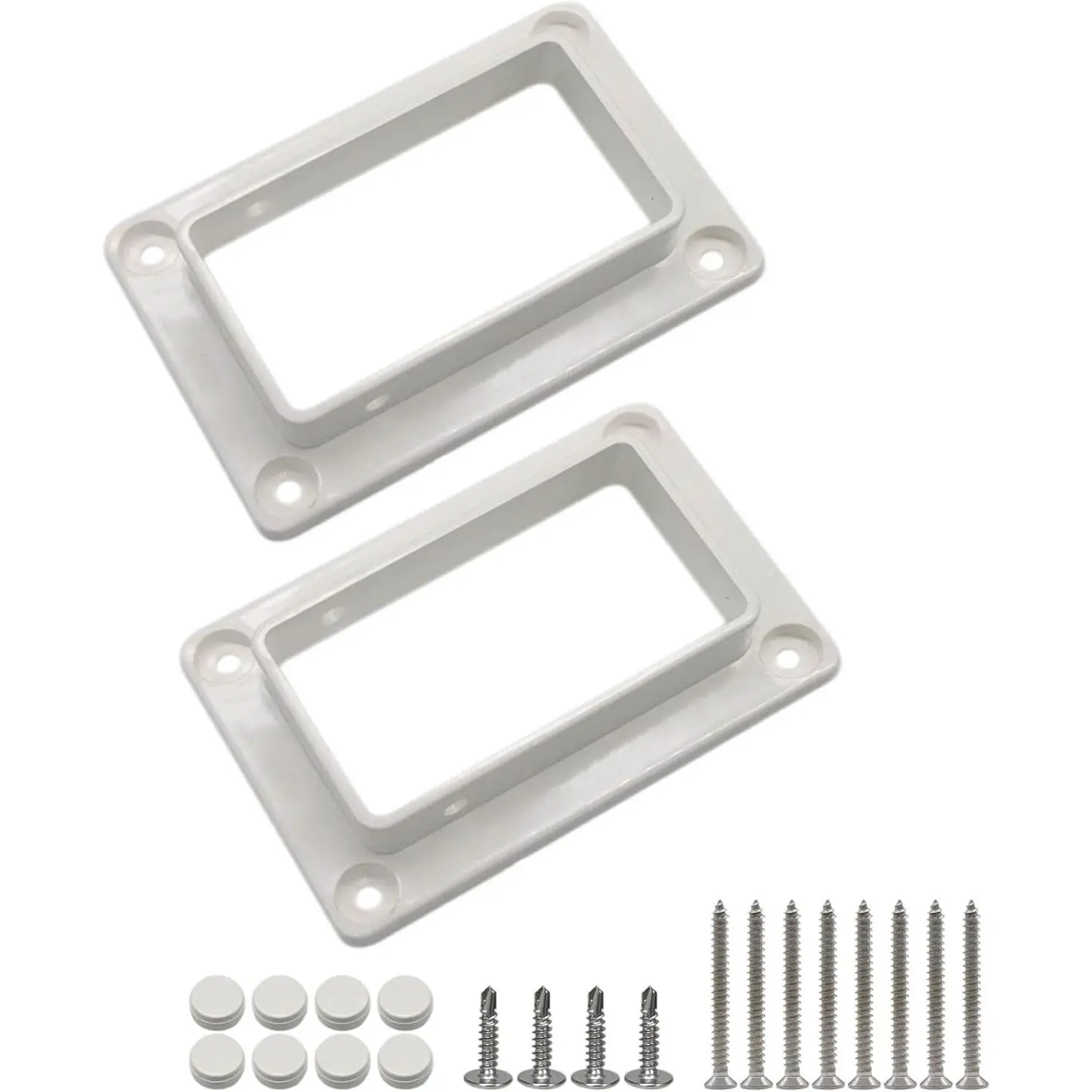2-Pack 2" x 3.5" Slotted Handrail Bracket Kit, White Vinyl Fence & Railing Brackets with Screws - Easy Mount for Decks, Porches & Walls