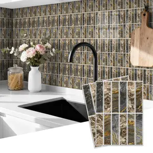 12pcs Crystal Mosaic Self-Adhesive Wall Tiles, Waterproof Moisture-Resistant, Ideal for Kitchen Bathroom Decor, Easy Installation