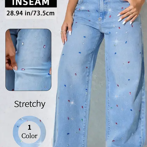 Women's Vintage Colorful Button Baggy Denim Jeans, Fashion Jean Bottoms, Street Style Wide Leg Pants, Loose Casual Long Trousers for Spring Summer