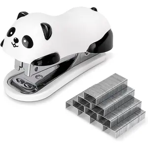 Mini Cute Panda Desktop Stapler, Office Stapler, 12 Sheet Capacity, Includes Built-in Staple Remover & 1000Count No.10 Staples