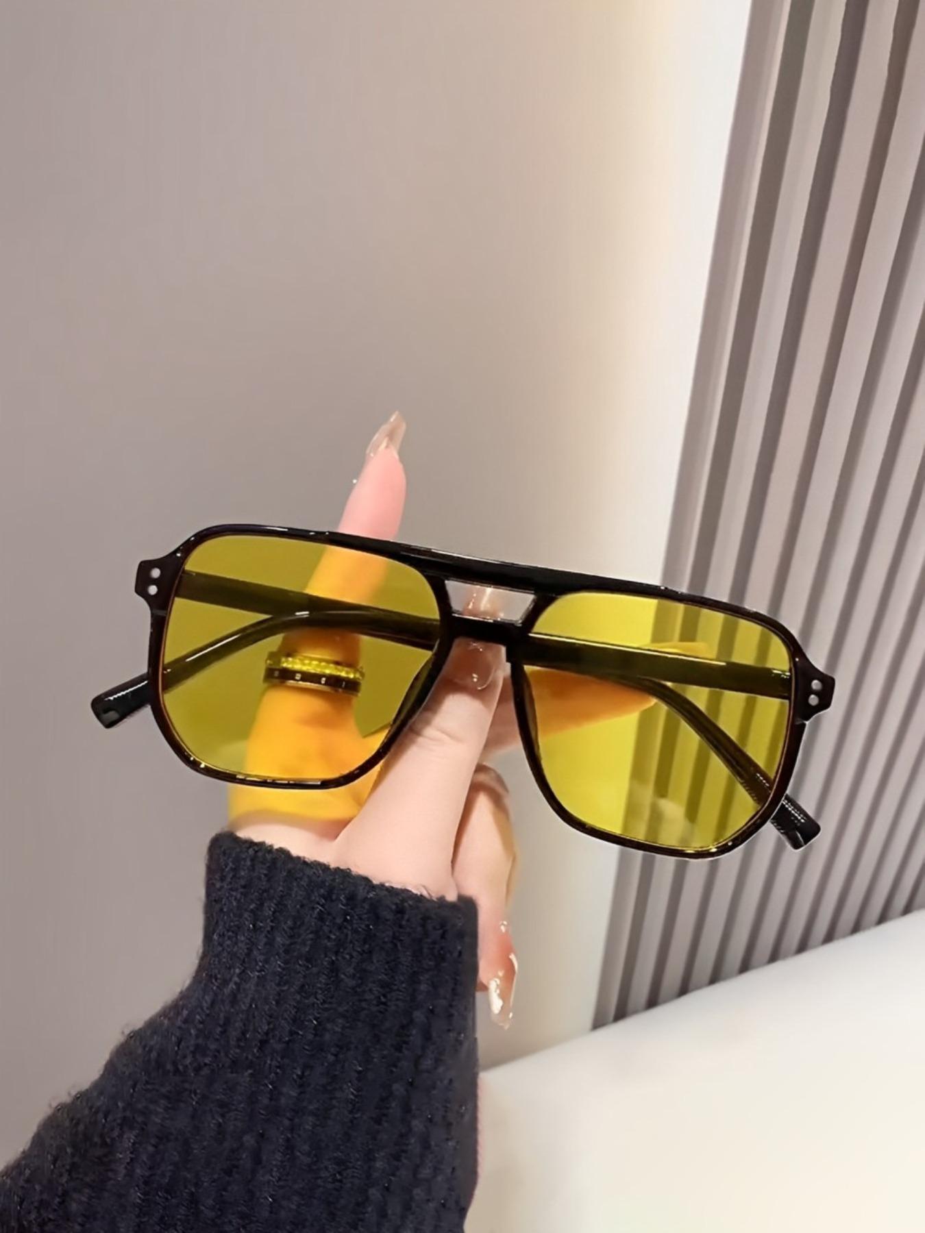 Unisex Vintage Aviator Sunglasses, Trendy Casual Tinted Lens Sunglasses for Everyday Use, Fashion Accessories for Outdoor Activities, Aviator Shades