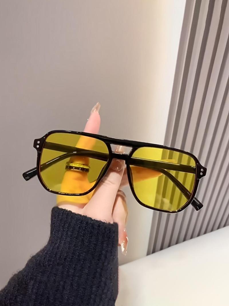 Unisex Vintage Aviator Sunglasses, Trendy Casual Tinted Lens Sunglasses for Everyday Use, Fashion Accessories for Outdoor Activities, Trendy Styling Sunglasses