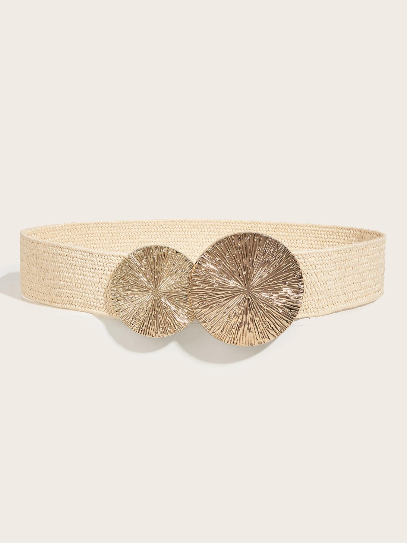 Women's Boho Style Geometric Design Belt, Vintage Trendy Woven Belt, Fashionable Clothes Accessories for Daily & Party Decoration, Straw Woven Belts