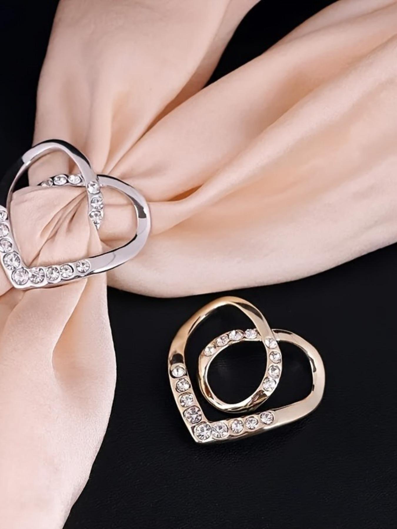 Fashion Heart Design Brooch, Rhinestone Decorated Clothes Silk Shawl Buckle, Clothes Accessories for Women & Men, Trendy All-match Jewelry for Birthday Gift, Durable Metal Pins, Flower Brooch