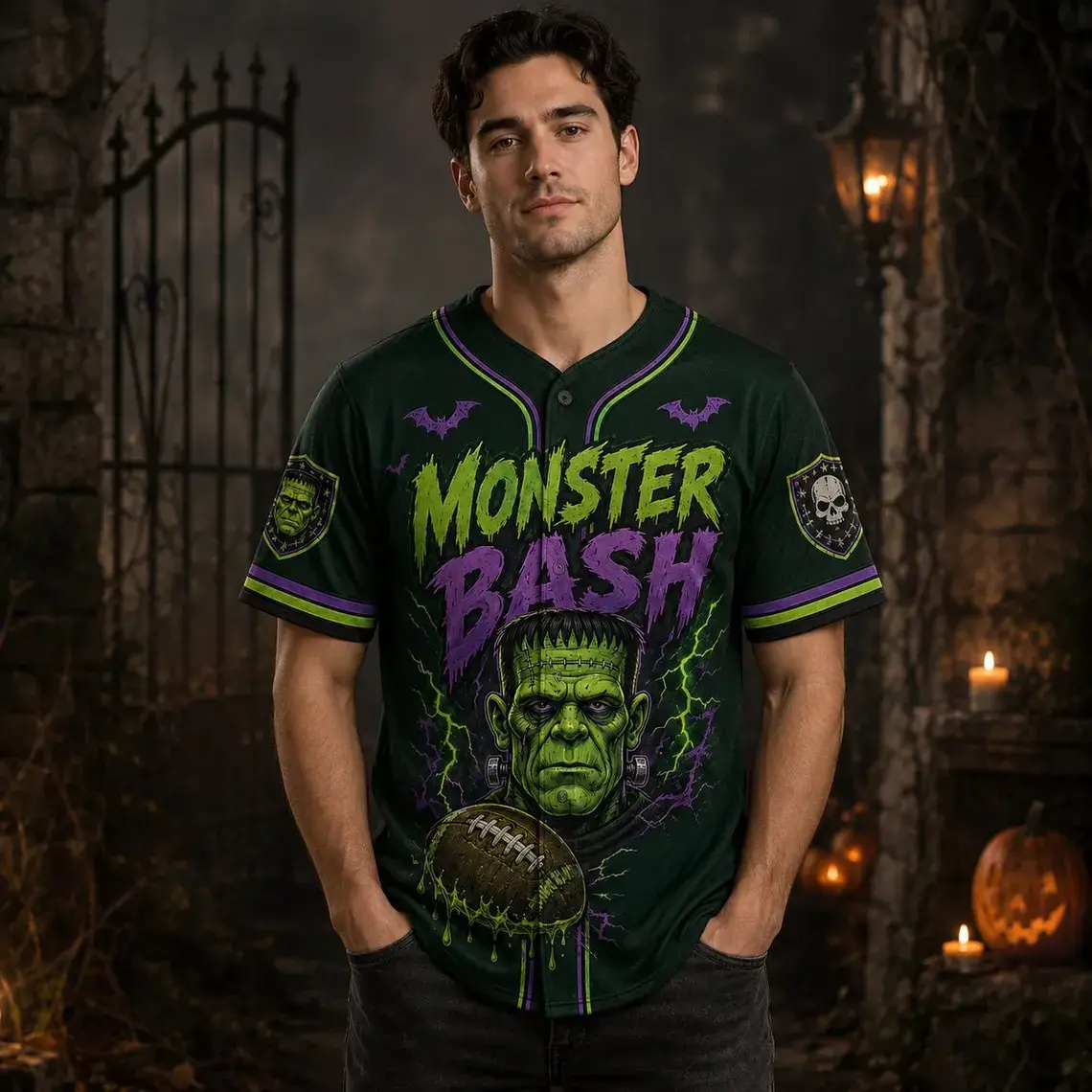 Monster Halloween Jersey, Number Frankenstein Shirt, Spooky Football Baseball Jersey, Halloween Costume