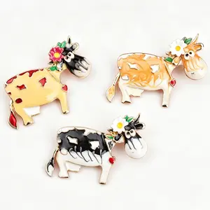 Dopamine Darlings Cow Pin Brooch Holstein Blossom Crowns Fibonacci Clusters for Kawaii Accessories