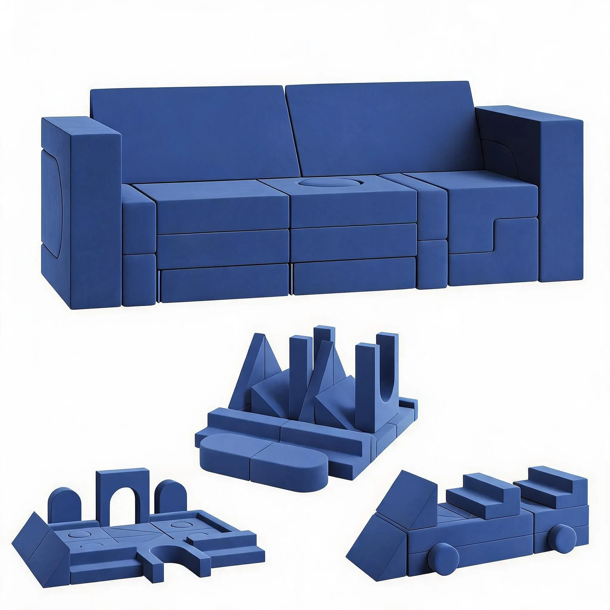 59"x24"x19.7", 22-Piece Modular Seating System features eight distinctive foam shapes for custom lounge configurations and total relaxation.