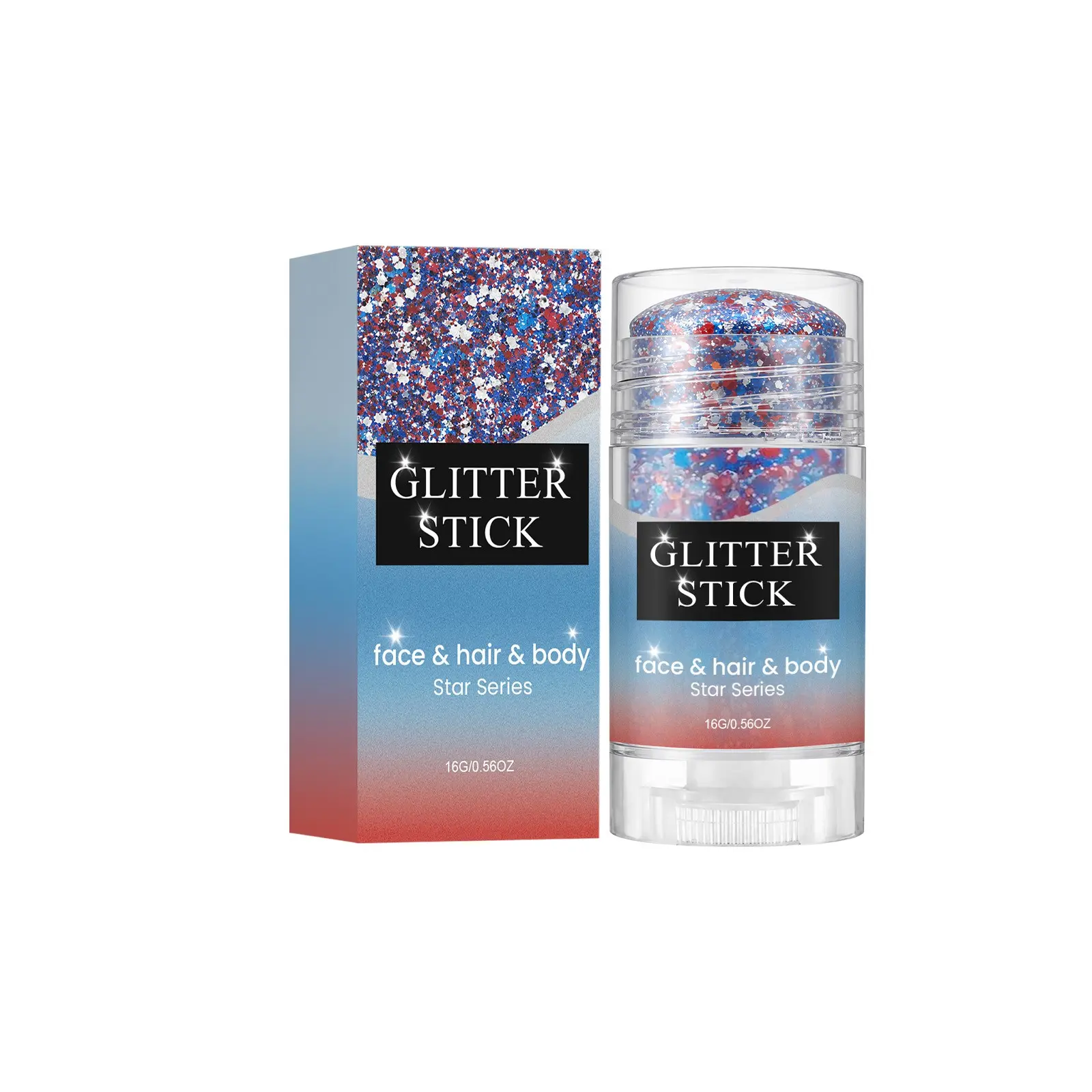 Patriotic Style Rough Grain Glitter Gel Stick, Portable Face Hair Body Flash Decorative Makeup, Party Decoration Cosmetics
