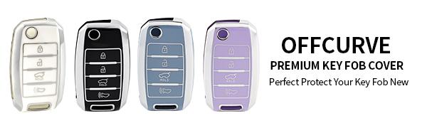 for Kia Key Fob Cover Special Key Fob Case Cover Holder for Kia Kia Rio Optima Soul Sportage Sorento Carens Accessories Smart Keyless Remote Key Protector, Purple