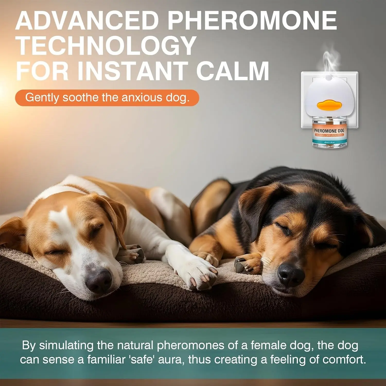 7-in-1 Advanced Dog Calming Pheromone Diffuser Kit - With Light, Refill Bottle - For Pet Anxiety Relief, Aggression & Barking Reduction