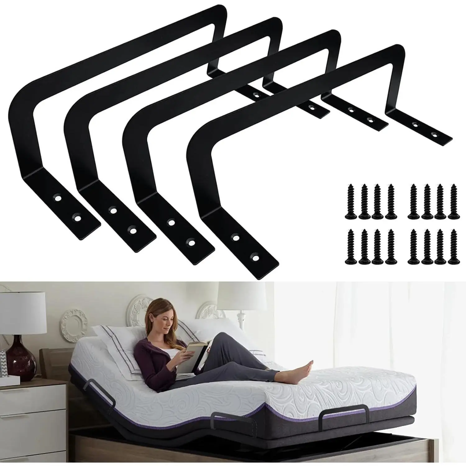 4 Pieces of Mattress Slide Stopper,Suitable for Beds,Platform Beds,Rv and So On.(Black)