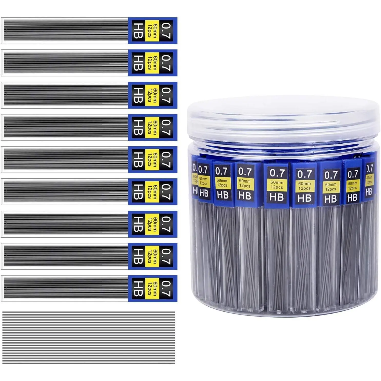 0.7mm Mechanical Pencil Lead Refills 840 Pcs | Break Resistant Black HB Leads