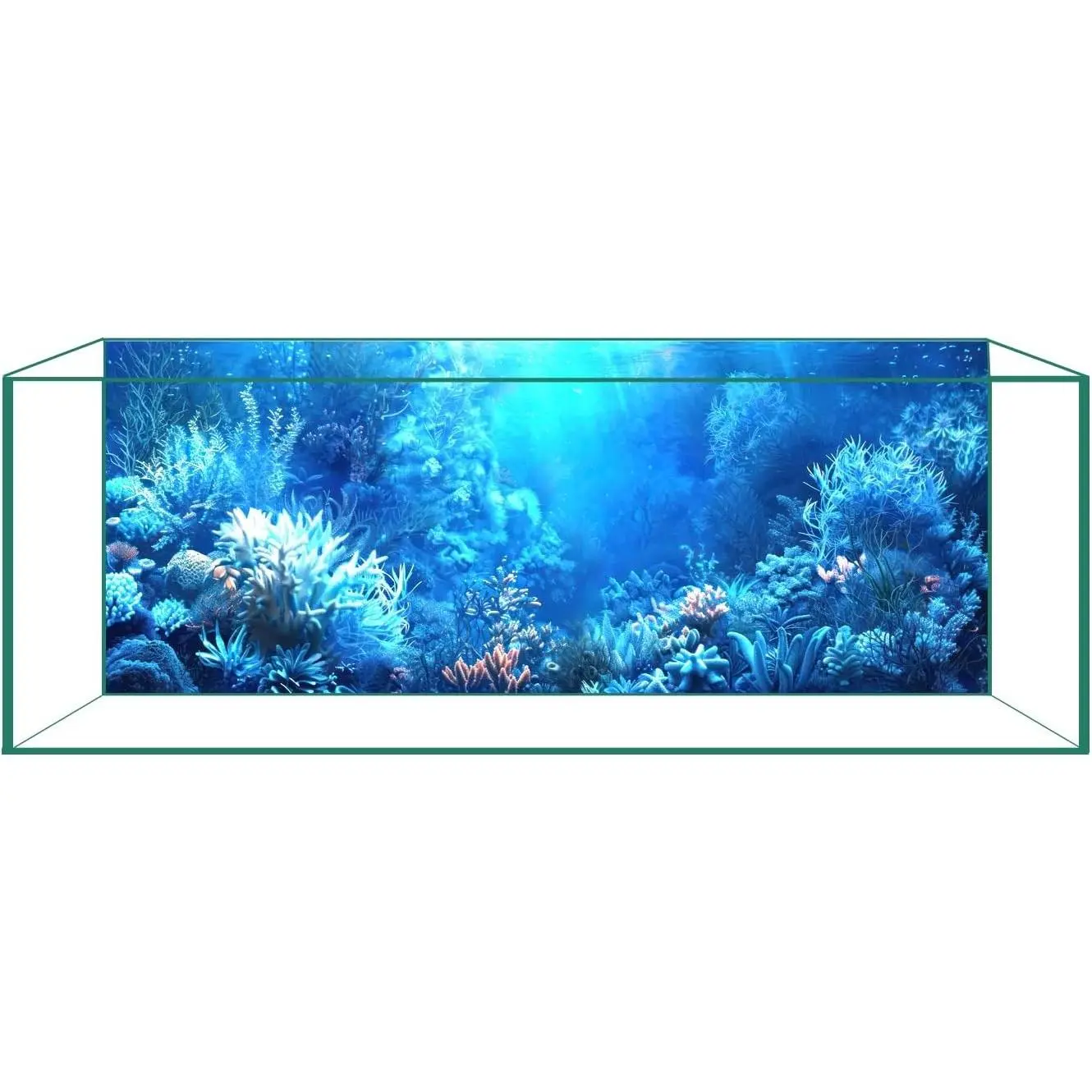 Ultra HD Static Cling Aquarium Fish Tank Background, No Tape No Residue, Vibrant Blue Ocean Underwater Scenery for Aquarium Decoration, 11.8 X 23.6 Inches