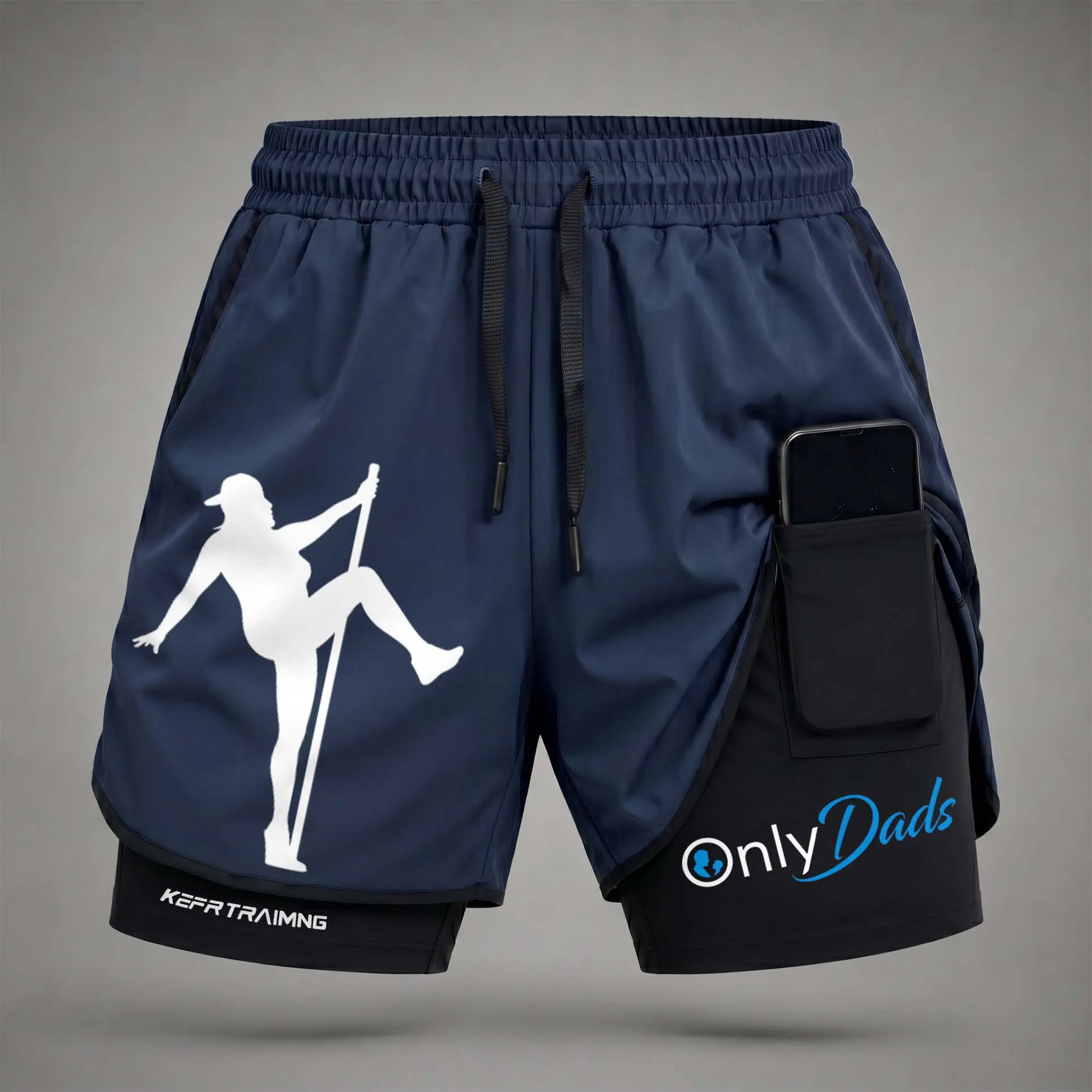 Men’s “Only Dads  Graphic Print 2-in-1 Athletic Shorts, Built-in Compression Liner, Secure Inner Phone Pocket, Elastic Drawstring Waist, Quick-Dry Gym Running Training Shorts for Summer Daily Wear
