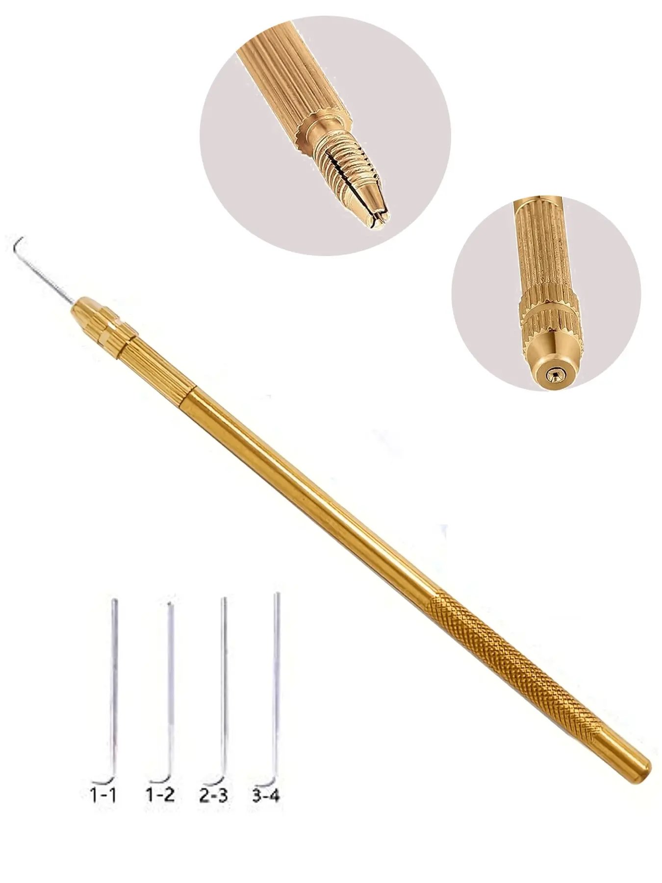 4 Pcs Ventilating Needles +1 Brass Ventilating Holder Set, Essential Tools for Making and Repairing Lace Wigs, Durable and Precise Design