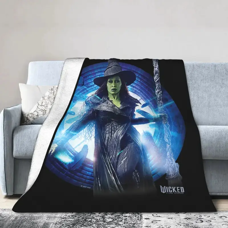 Wicked For Good Elphaba Power Pose Blanket Coral Fleece Plush Autumn Winter Portable Super Soft Throw Blanket for Bedding Throws