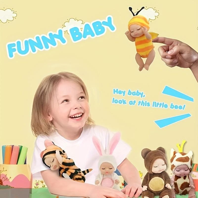 6 Counts/set Mini Animal & Insect Shaped Cute Lifelike Newborn Reborn Doll, Sleeping Doll, Sleepy Doll, Children's Toy Dolls Gifts Gift Box #GLOBAL PICKS