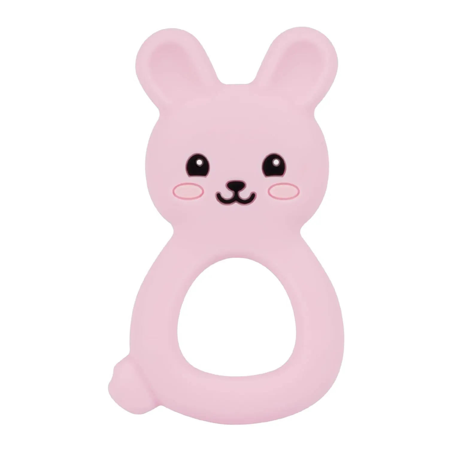 Food-Grade Silicone Toy  Infants 3–12 Months, Easy-Grip Chew Toy with Textured Ears  Sensory Exploration, Freezable & Dishwasher Safe (Pink)
