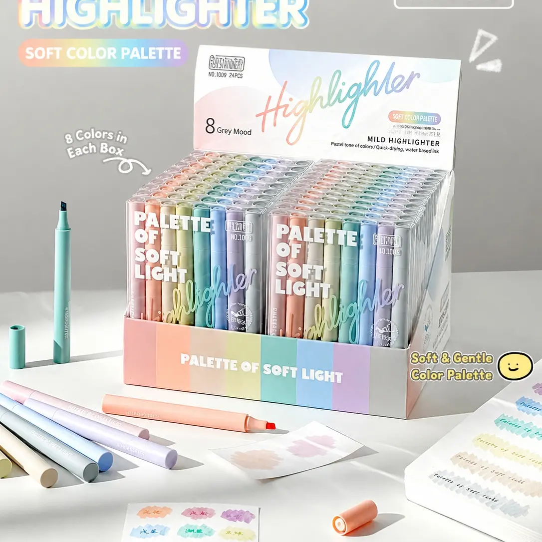Ultra-Soft Tip Fluorescent Pen, Ideal for Students and Office Use, Perfect for Doodles, Diaries, Marking, Writing, Learning Supplies, Glow Pen Set