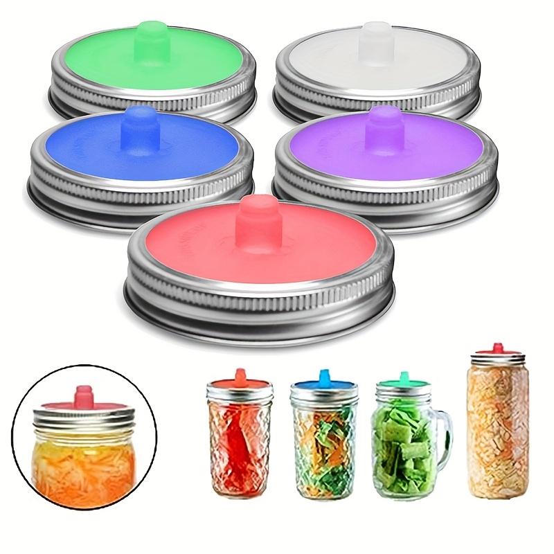 For Home Fermentation, Pickle & Kombucha Making, Fermentation Sealing Solution, Mason Jar Fermentation Lids, Sealed Leak-proof with Pour Spout, Effortlessly Handle Home Fermented Food Making, 5 Pack