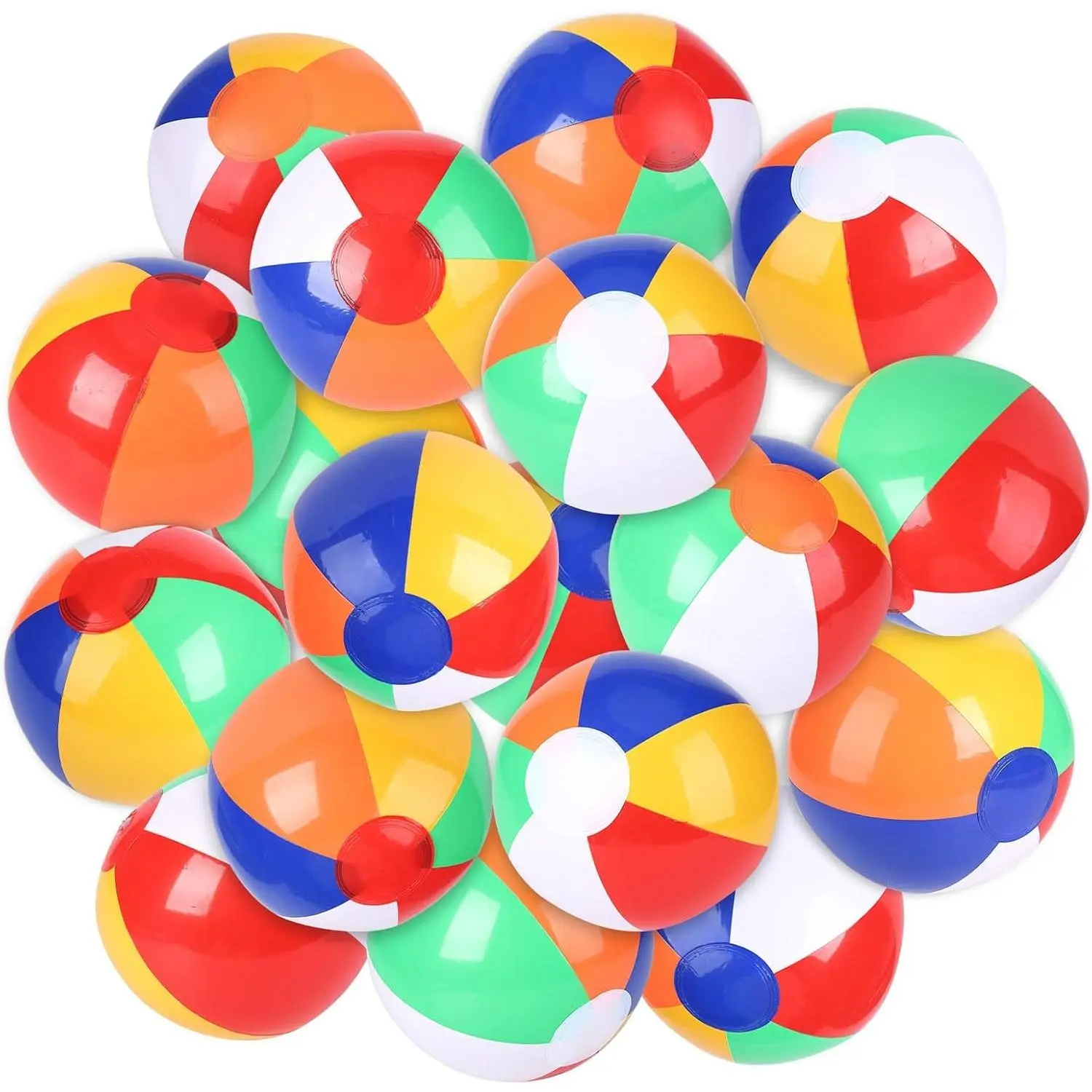 24 Pack Inflatable Rainbow Beach Balls for Kids – 10" Durable PVC Pool Toys – Outdoor & Indoor Water Fun – Birthday Party Treats – Hawaiian Theme Decorations – Bulk Set