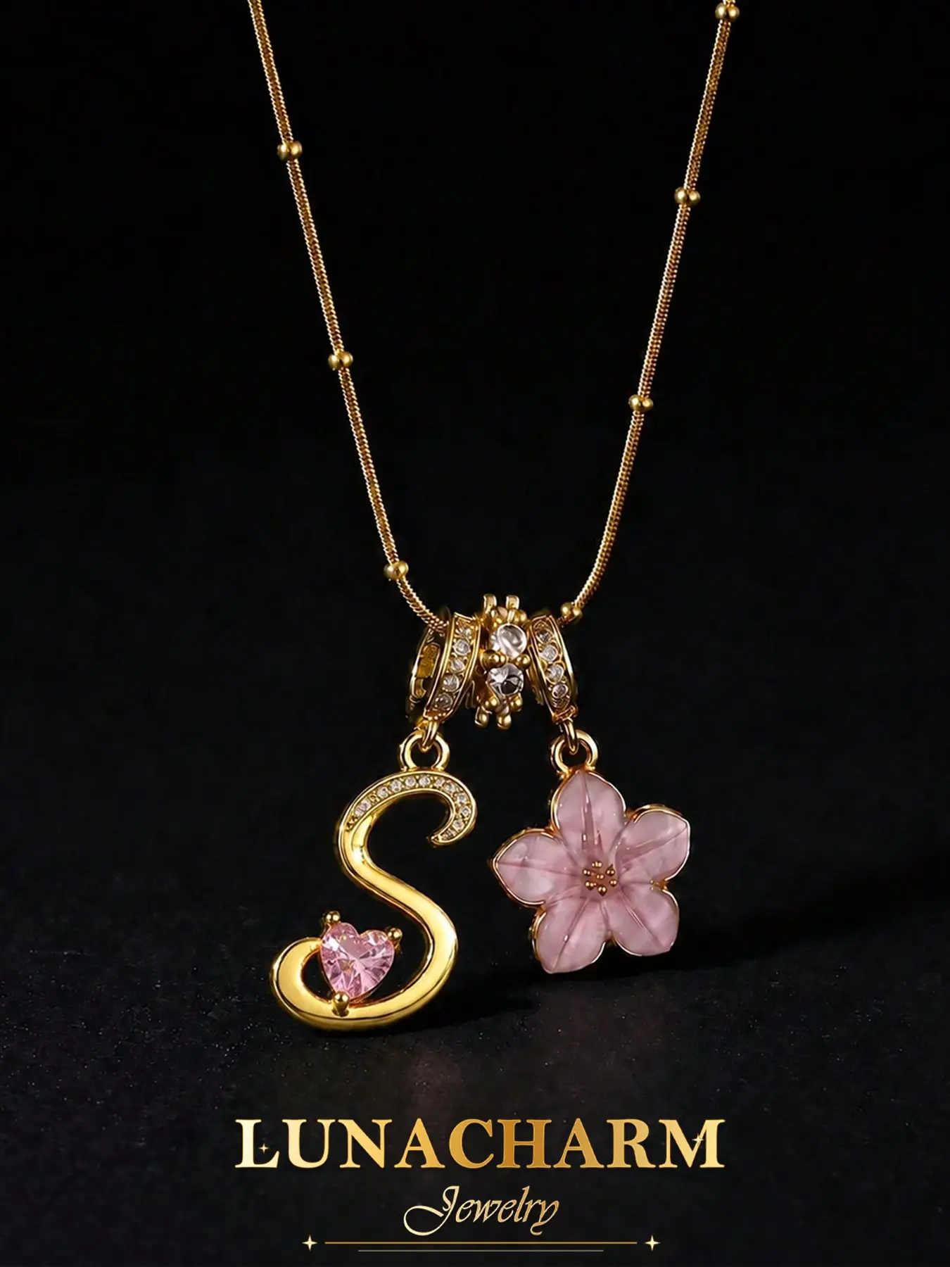 Heart Zircon Necklace, Initial Letter Pendant, Lucky Clover Chain, Perfect for Women, Girls, Birthday, Festival Gifts