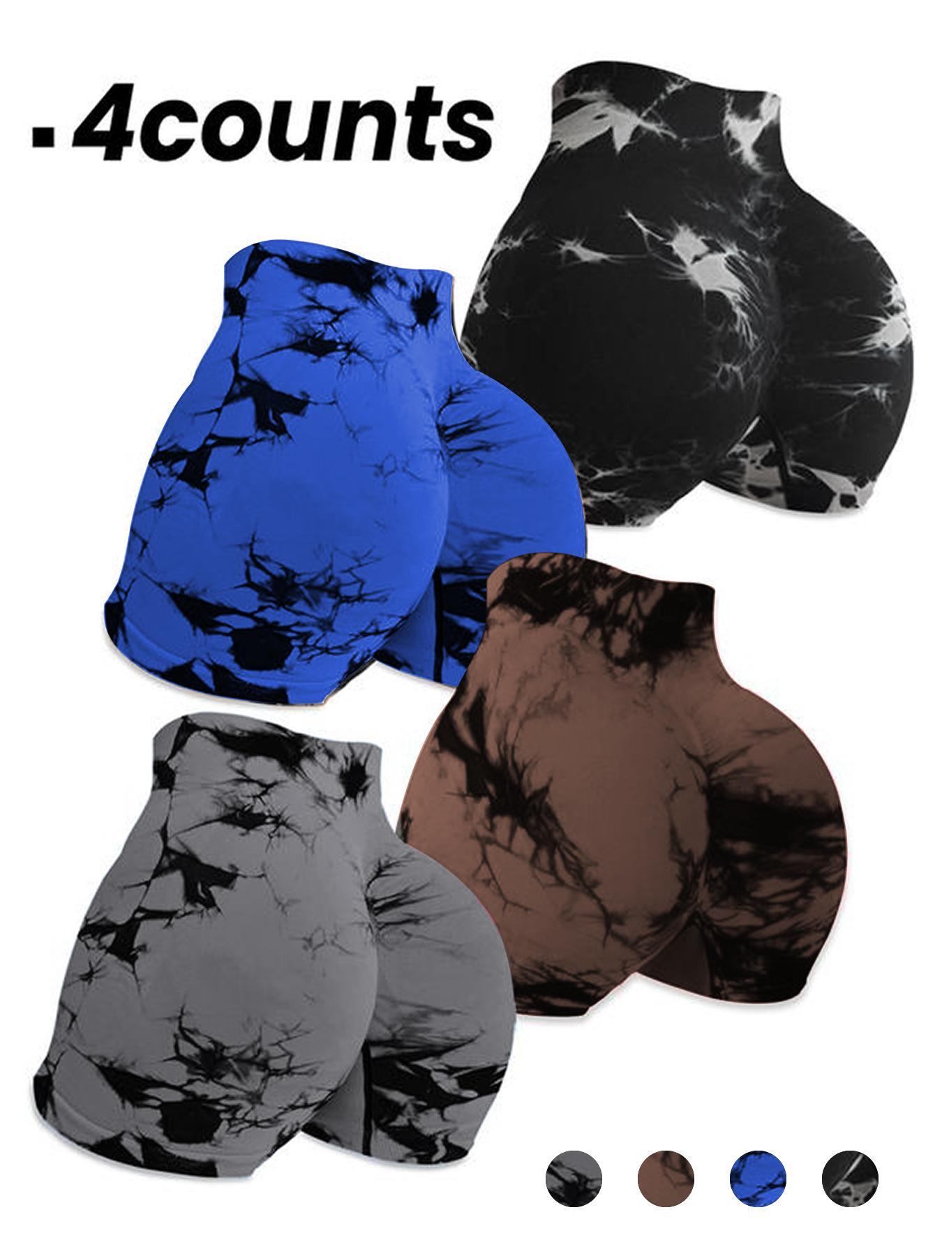 Women's Tie Dye Print High Waist Sports Shorts, Breathable Comfortable Skinny Athletic Shorts for Gym Workout Running, Ladies Sportswear Activewear for All Seasons, Athletic Bottoms