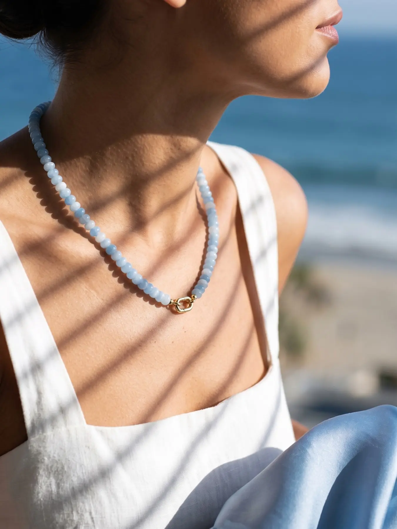 Boho Style Natural Gemstone Beaded Necklace, Layered Summer Beach Jewelry for Women, Elegant Gift Idea, Unique Bohemian Fashion Accessory