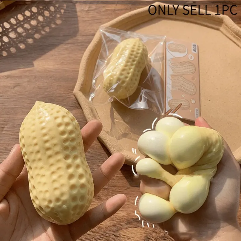 Peanut Squeeze Stress Relief Toy, Elastic Compression Toy, Tpr Simulation Peanut Shape, Adult Relaxation Toy, Random Packaging Style