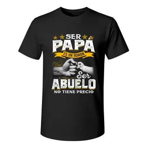Men's 100% Cotton Funny Ser Papa Es Un Honor Ser Abuelo No Tiene Precio Graphic Print T-Shirt, Soft Breathable Short Sleeve Casual Tee for Summer Streetwear, Unisex,Daily Wear,Suitable For All Seasons