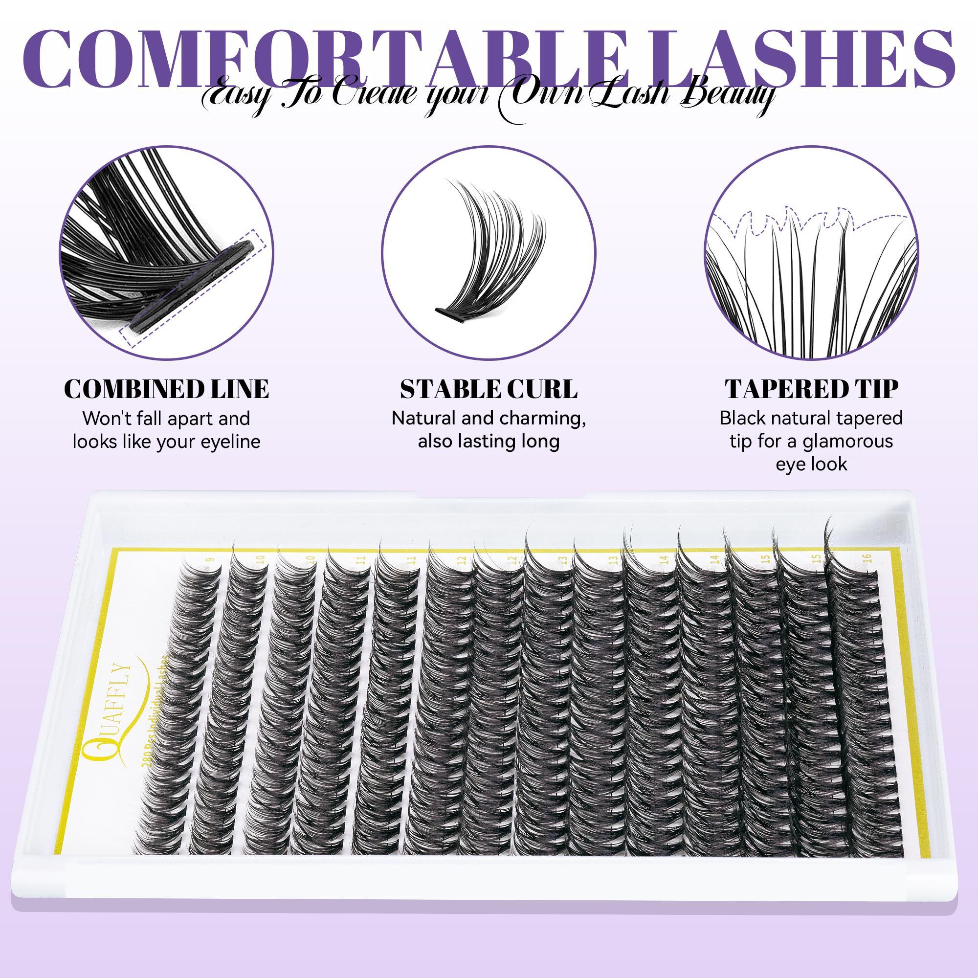 Mixed-Length False Eyelashes Eyelash Extensions Kit with Bond & Seal, Remover, Tweezers & Eyelash Curler, 1 Box Natural-Look, Self-Grafting Eyelash Clusters #TOP PICKS