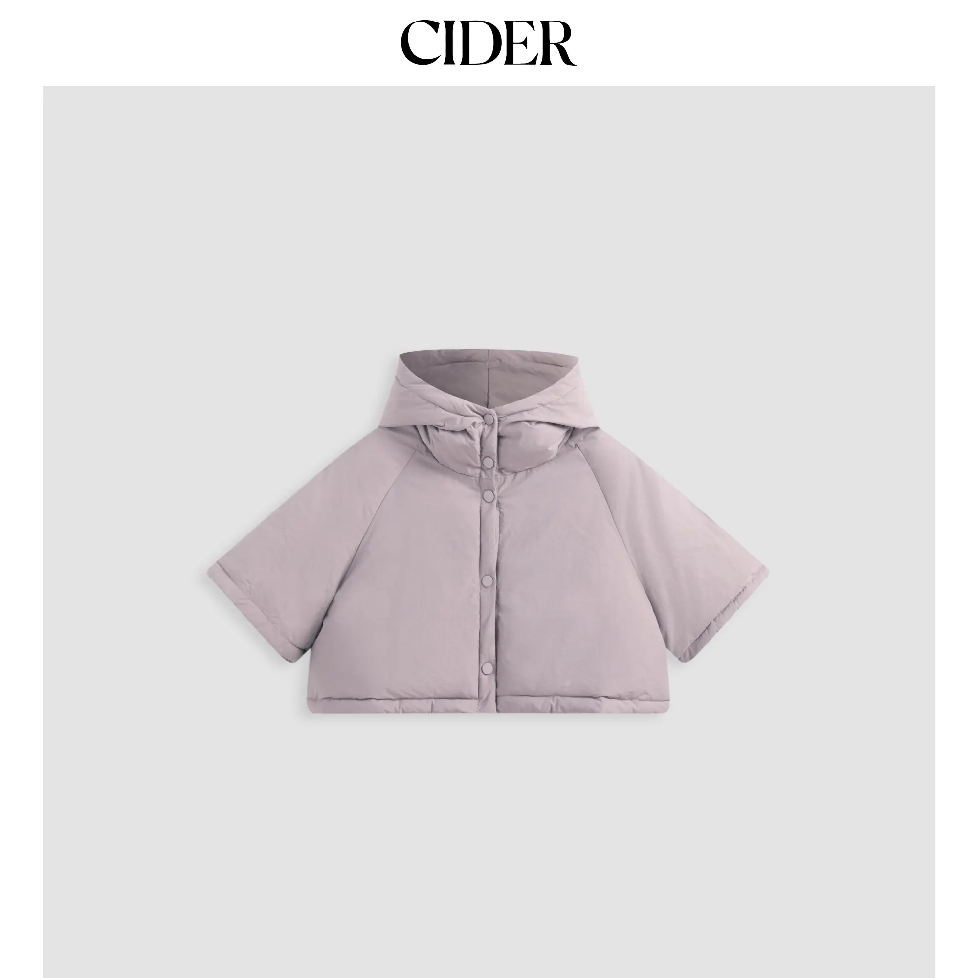 Cider [size 4-8] Hooded Solid Button Puffer Crop Jacket SummerFinds
