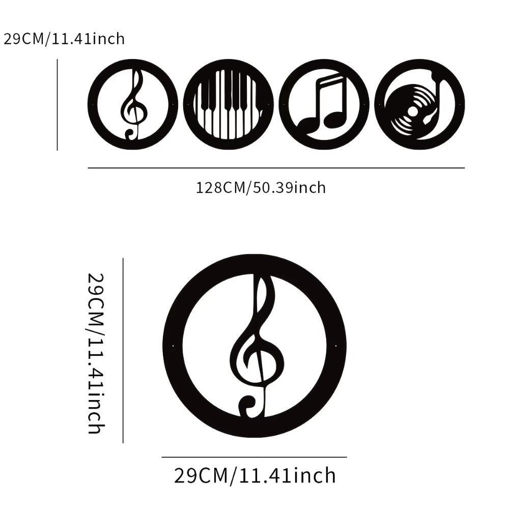 Music Note Design Wall Decor, 4 Counts/set Metal Wall Art, Wall Hanging Decor for Home Living Room Bedroom KTV, Hangable