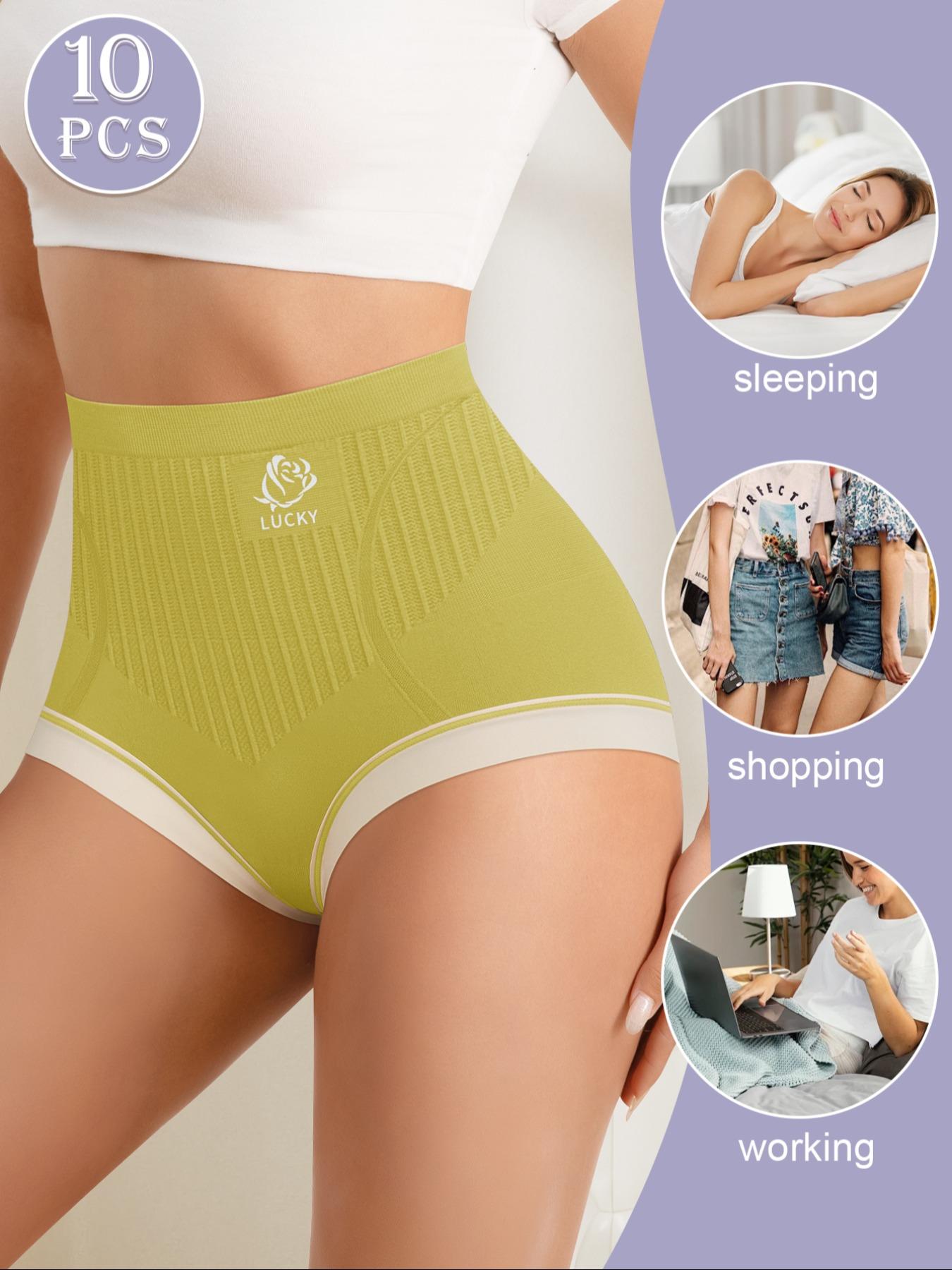 Women's Contrast Binding Full Coverage High Waist Panty, Casual Comfy Breathable Knicker for Daily Wear, Ladies Underwear for All Seasons, Breathable Panties